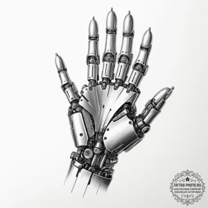 Tattoo design a robotic hand, strong and prec... - эскиз тату (№1751150300_0, 28.06.2025 22:38) — tattoo-photo.ru