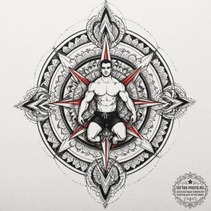 Tattoo sketch a powerful weightlifter's silho... - эскиз тату (№1751150535_0, 28.06.2025 22:42) — tattoo-photo.ru