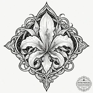 Heraldic lily, tattoo drawing outline, neo tr... - эскиз тату (№1751150657_0, 28.06.2025 22:44) — tattoo-photo.ru