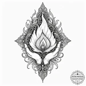 Tattoo sketch a hand protecting a flame, symb... - эскиз тату (№1751150841_0, 28.06.2025 22:47) — tattoo-photo.ru