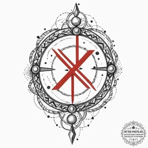 130. tattoo sketch: "rod" rune with subtle ce... - эскиз тату (№1751151508_0, 28.06.2025 22:58) — tattoo-photo.ru