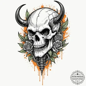 A dotwork tattoo of the predator's skull and... - эскиз тату (№1751151835_0, 28.06.2025 23:03) — tattoo-photo.ru