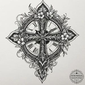 Tattoo design a beautiful, intricate clock, b... - эскиз тату (№1751152155_0, 28.06.2025 23:09) — tattoo-photo.ru