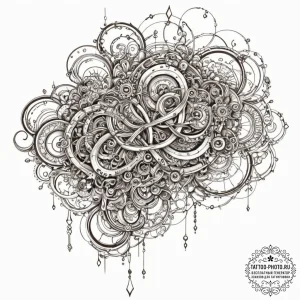 Cyberpunk, artistic tattoo sketch, on a clean... - эскиз тату (№1751152267_0, 28.06.2025 23:11) — tattoo-photo.ru
