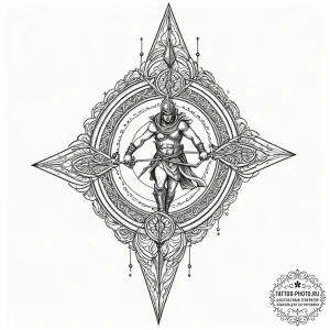 Tattoo design a spartan spear piercing throug... - эскиз тату (№1751152486_0, 28.06.2025 23:14) — tattoo-photo.ru