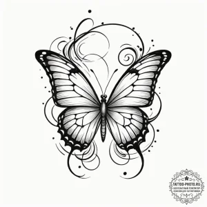 Tattoo design a butterfly with one wing made... - эскиз тату (№1751153466_0, 28.06.2025 23:31) — tattoo-photo.ru