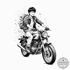 Trash polka tattoo of kaneda on his bike from... - эскиз тату (№1751153765_0, 28.06.2025 23:36) — tattoo-photo.ru
