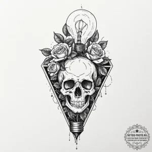 Tattoo sketch a lightbulb, its filament not g... - эскиз тату (№1751154376_0, 28.06.2025 23:46) — tattoo-photo.ru