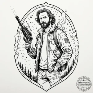 A graphic novel panel of macready from the th... - эскиз тату (№1751154588_0, 28.06.2025 23:49) — tattoo-photo.ru