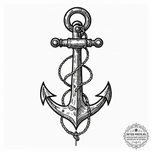 Tattoo design a single, robust anchor, repres... - эскиз тату (№1751154931_0, 28.06.2025 23:55) — tattoo-photo.ru
