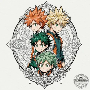 A watercolor sketch of the main characters fr... - эскиз тату (№1751155848_0, 29.06.2025 00:10) — tattoo-photo.ru