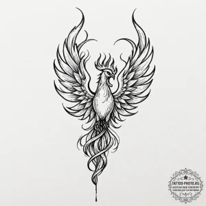 Tattoo sketch a minimalist phoenix created fr... - эскиз тату (№1751155965_0, 29.06.2025 00:12) — tattoo-photo.ru