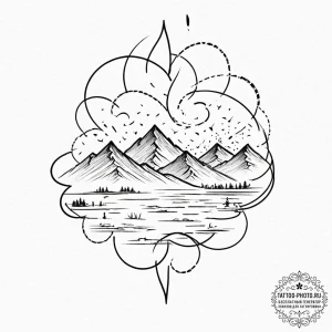 Sky, artistic tattoo sketch, rough sketchy li... - эскиз тату (№1751156384_0, 29.06.2025 00:19) — tattoo-photo.ru