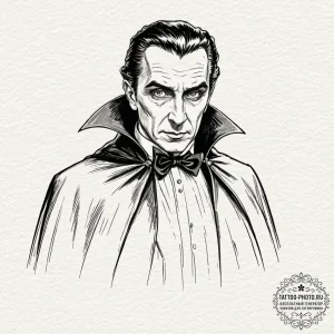 A graphic novel style sketch of dracula, bela... - эскиз тату (№1751156811_0, 29.06.2025 00:26) — tattoo-photo.ru