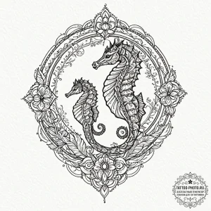 A hippocampus (mythological seahorse), artist... - эскиз тату (№1751158140_0, 29.06.2025 00:49) — tattoo-photo.ru