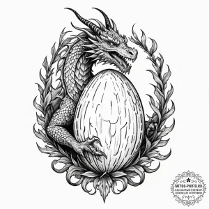 A sketch of a dragon egg, detailed and textur... - эскиз тату (№1751160146_0, 29.06.2025 01:22) — tattoo-photo.ru