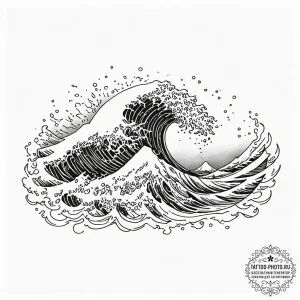 Tattoo design an abstract wave crashing and d... - эскиз тату (№1751160899_0, 29.06.2025 01:34) — tattoo-photo.ru
