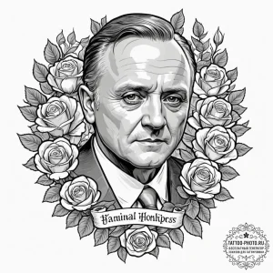 A graphic novel portrait of hannibal lecter,... - эскиз тату (№1751161094_0, 29.06.2025 01:38) — tattoo-photo.ru