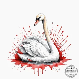 Swan, ink illustration for tattoo, watercolor... - эскиз тату (№1751161191_0, 29.06.2025 01:39) — tattoo-photo.ru