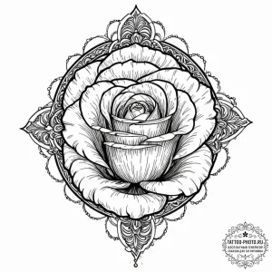 Tattoo sketch a rose with a subtle geometric... - эскиз тату (№1751161281_0, 29.06.2025 01:41) — tattoo-photo.ru
