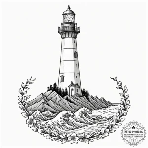 Tattoo sketch a lighthouse beam connecting tw... - эскиз тату (№1751161689_0, 29.06.2025 01:48) — tattoo-photo.ru