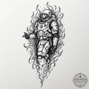 Tattoo design a stylized jetpack with flames... - эскиз тату (№1751161985_0, 29.06.2025 01:53) — tattoo-photo.ru