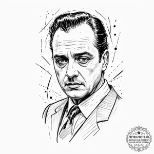 A graphic novel portrait of fredo corleone, w... - эскиз тату (№1751162500_0, 29.06.2025 02:01) — tattoo-photo.ru