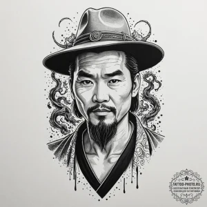 A neo-traditional portrait of lo pan, the anc... - эскиз тату (№1751163040_0, 29.06.2025 02:10) — tattoo-photo.ru