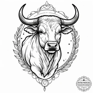 Tattoo design a powerful taurus bull, with vi... - эскиз тату (№1751163332_0, 29.06.2025 02:15) — tattoo-photo.ru