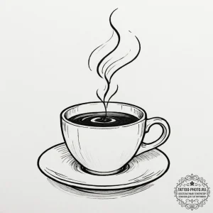 Tattoo sketch a warm cup of coffee or tea, wi... - эскиз тату (№1751164069_0, 29.06.2025 02:27) — tattoo-photo.ru