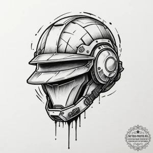 Tattoo design a combat helmet with a single,... - эскиз тату (№1751164373_0, 29.06.2025 02:32) — tattoo-photo.ru