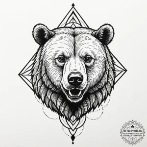 A powerful tattoo sketch of a bear, the sacre... - эскиз тату (№1751165217_0, 29.06.2025 02:46) — tattoo-photo.ru