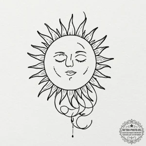 Tattoo design a hand-drawn sun and moon on op... - эскиз тату (№1751165326_0, 29.06.2025 02:48) — tattoo-photo.ru