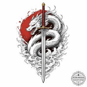 Shield and sword, artistic tattoo sketch, bla... - эскиз тату (№1751167183_0, 29.06.2025 03:19) — tattoo-photo.ru