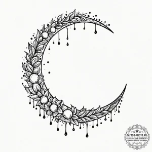 Moon, tattoo line art, on a clean white paper... - эскиз тату (№1751167679_0, 29.06.2025 03:27) — tattoo-photo.ru