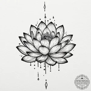 Tattoo design a lotus flower in full bloom, i... - эскиз тату (№1751168063_0, 29.06.2025 03:34) — tattoo-photo.ru