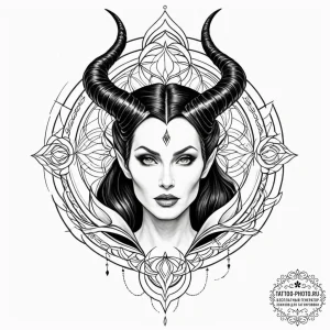 A neo-traditional portrait of maleficent from... - эскиз тату (№1751168976_0, 29.06.2025 03:49) — tattoo-photo.ru