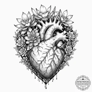 Tattoo sketch a terrarium in the shape of a h... - эскиз тату (№1751169737_0, 29.06.2025 04:02) — tattoo-photo.ru