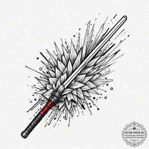 A lightsaber, tattoo drawing outline, on a cl... - эскиз тату (№1751170046_0, 29.06.2025 04:07) — tattoo-photo.ru