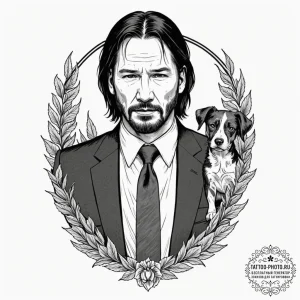 A graphic novel style portrait of john wick,... - эскиз тату (№1751170356_0, 29.06.2025 04:12) — tattoo-photo.ru