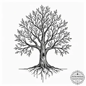 Tattoo sketch a tree with its branches spelli... - эскиз тату (№1751171806_0, 29.06.2025 04:36) — tattoo-photo.ru