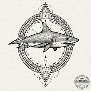 A neo-traditional tattoo of the red shark con... - эскиз тату (№1751172340_0, 29.06.2025 04:45) — tattoo-photo.ru