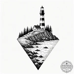 Tattoo sketch a single, solitary lighthouse o... - эскиз тату (№1751172769_0, 29.06.2025 04:52) — tattoo-photo.ru