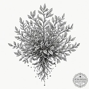 Tattoo sketch a plant growing in zero gravity... - эскиз тату (№1751173598_0, 29.06.2025 05:06) — tattoo-photo.ru