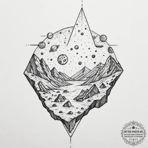 Tattoo sketch an asteroid belt, but the aster... - эскиз тату (№1751174018_0, 29.06.2025 05:13) — tattoo-photo.ru