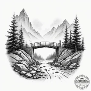 Tattoo design a powerful bridge, symbolizing... - эскиз тату (№1751174470_0, 29.06.2025 05:21) — tattoo-photo.ru
