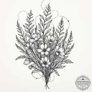Tattoo sketch a plant with glowing, biolumine... - эскиз тату (№1751174786_0, 29.06.2025 05:26) — tattoo-photo.ru