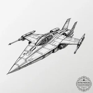 A linework tattoo of a podracer, showing spee... - эскиз тату (№1751174886_0, 29.06.2025 05:28) — tattoo-photo.ru