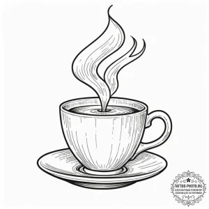 Tattoo sketch a warm cup of coffee or tea, wi... - эскиз тату (№1751175082_0, 29.06.2025 05:31) — tattoo-photo.ru