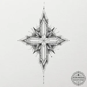 Tattoo design a small, unadorned cross or sta... - эскиз тату (№1751175727_0, 29.06.2025 05:42) — tattoo-photo.ru